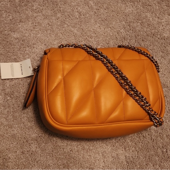 Coach Madison Logo Closure Quilted Pillow Leather Shoulder Bag - Papaya color - Picture 5 of 5